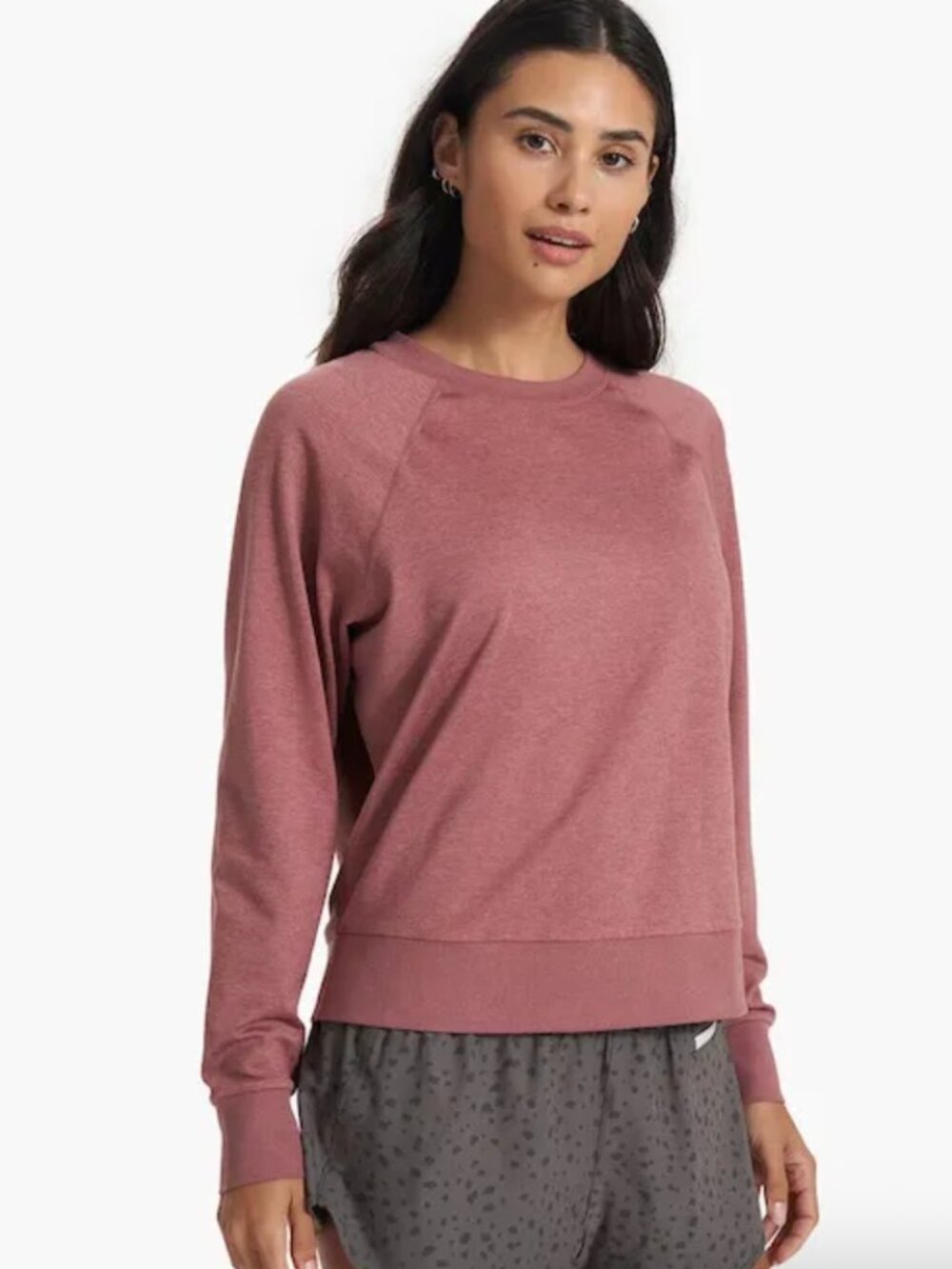 Vuori women's long-sleeve Halo Crew sweatshirt Marsala Size M Luxe-to-the-touch